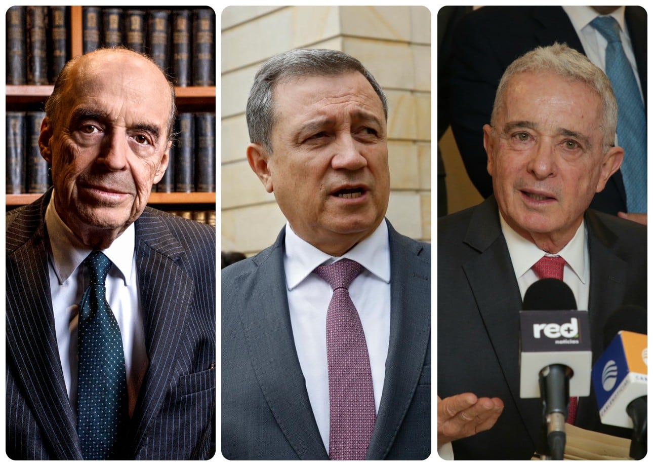 El excanciller Álvaro Leyva, el excongresista Ernesto Macías y el expresidente Álvaro Uribe.