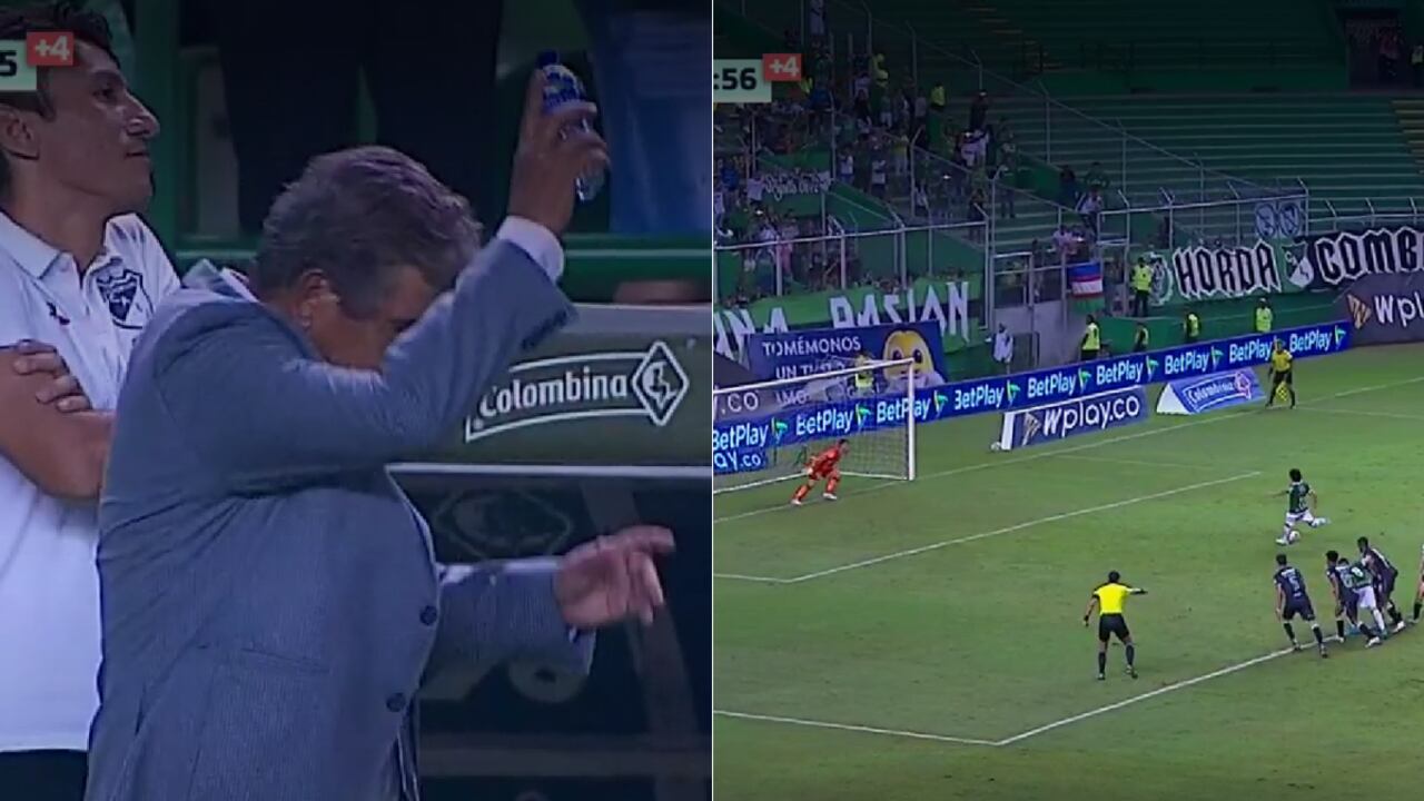 La furia de Jorge Luis Pinto tras el penal errado por Mantilla.