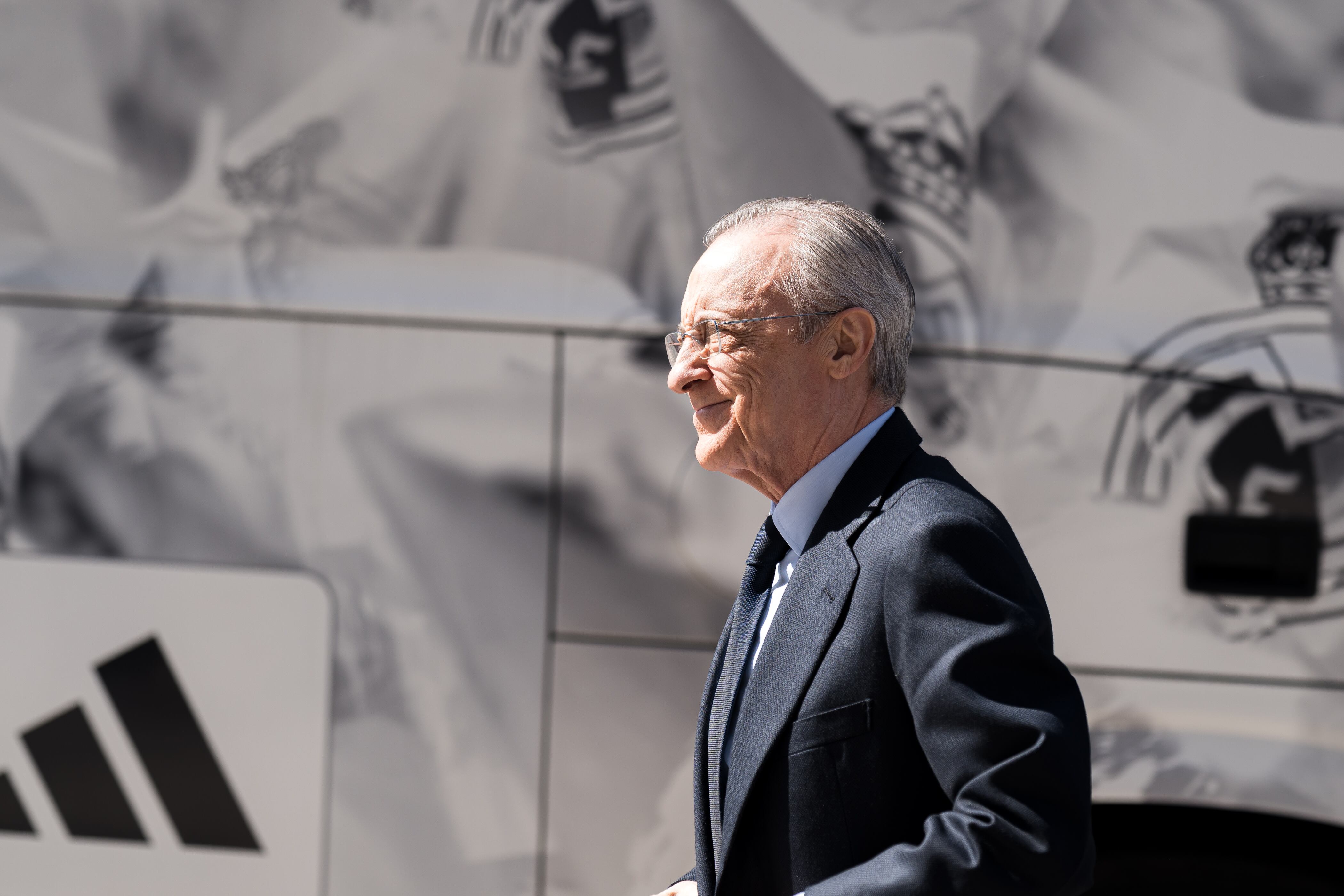 MADRID, SPAIN - JUNE 13: The president of Real Madrid, Florentino Perez, on his arrival at the reception given by the Community of Madrid to the players, coaches and management team of Real Madrid Basketball, at the Real Casa de Correos, on 13 June, 2024 in Madrid, Spain. Real Madrid Basketball has become champion of the Endesa League 2023/2024, a title they have won 37 times. (Photo By Diego Radames/Europa Press via Getty Images)