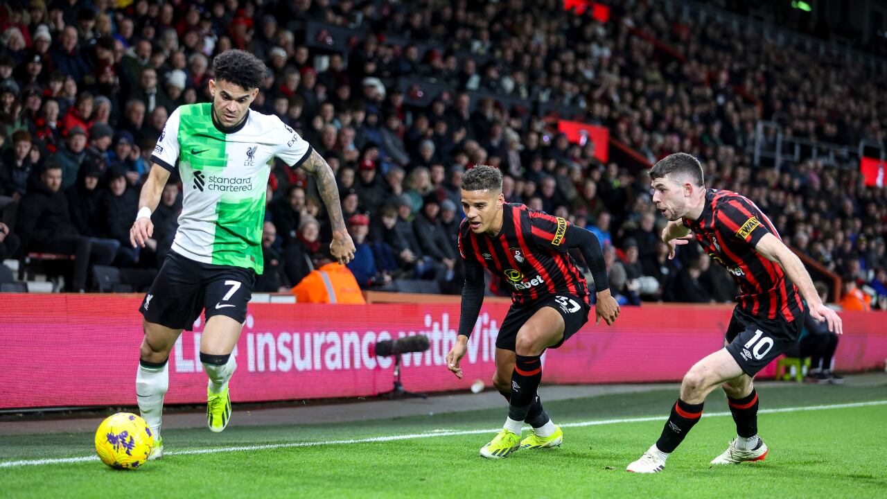 Luis Díaz tuvo un discreto partido con Liverpool ante Bournemouth