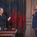 El mandatario reapareció sin gorra en la posesión del canciller Luis Gilberto Murillo.