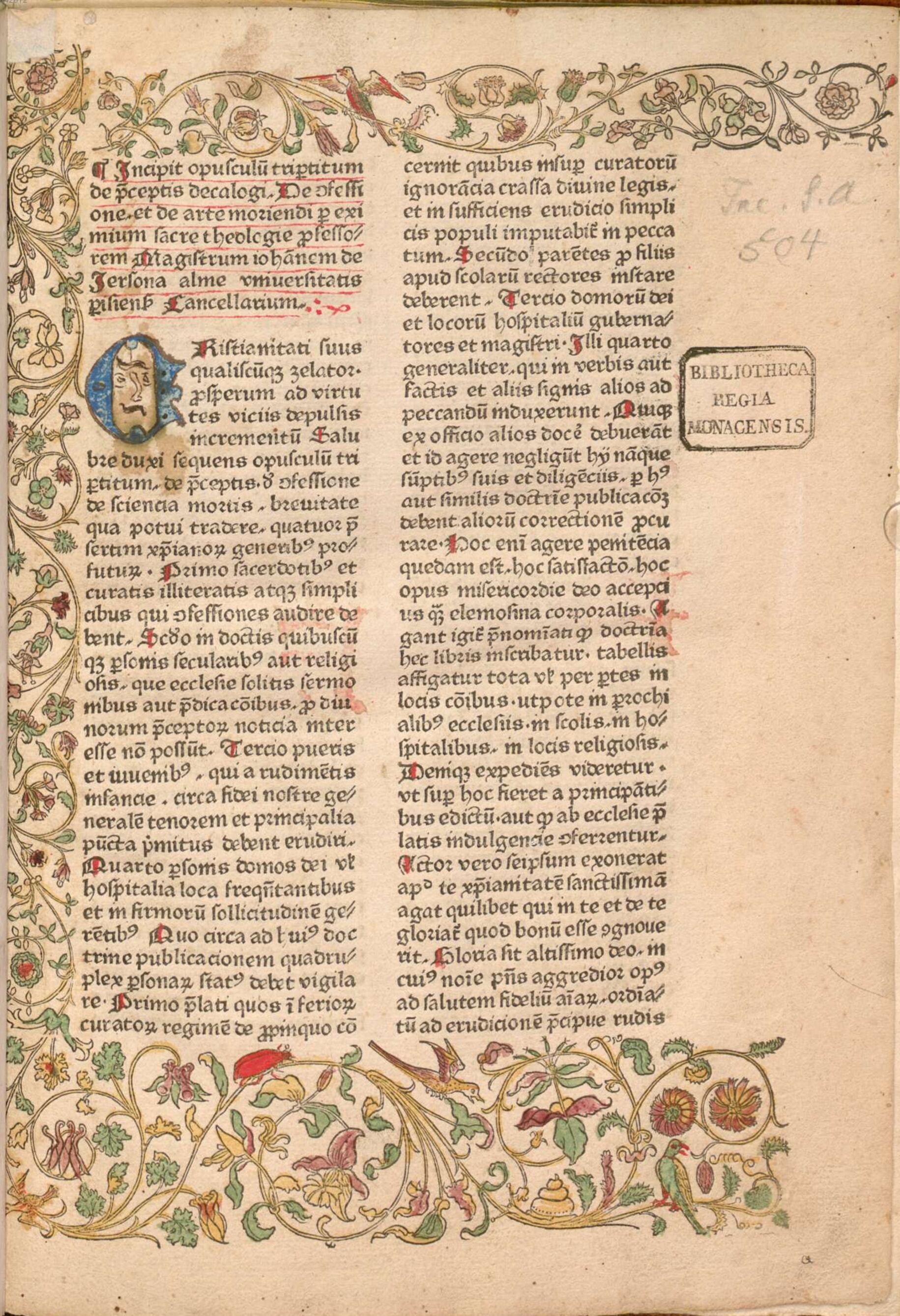 Opusculum tripartitum de praeceptis decalogi, de confessione, de arte moriendi, de Jean Gerson. Wikimedia Commons