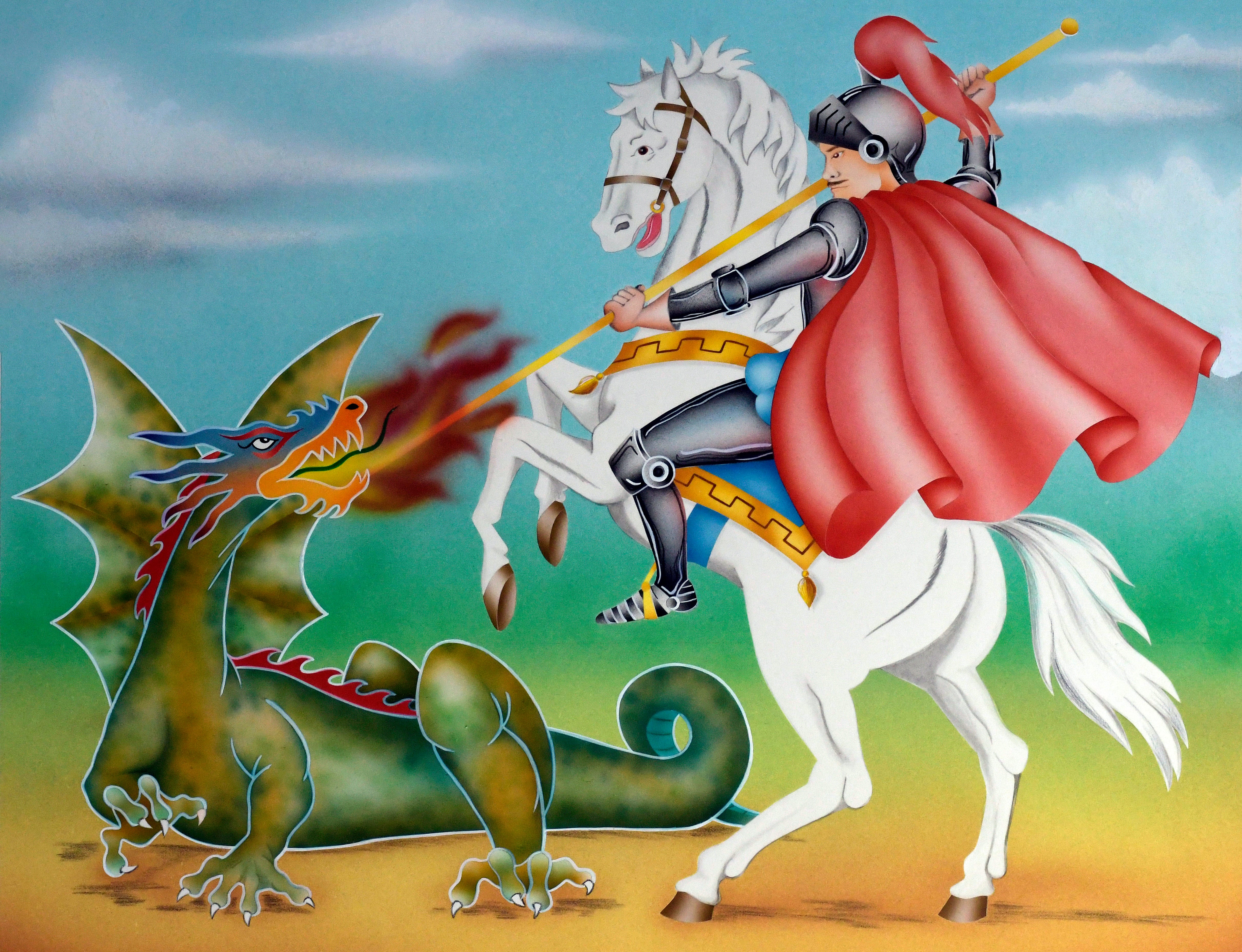 Se trata de San Jorge, un santo que fue soldado del imperio romano.