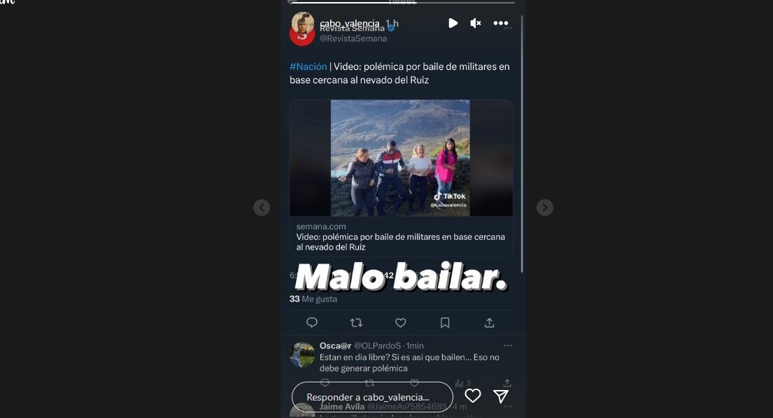 Captura de pantalla de la historia de Instagram