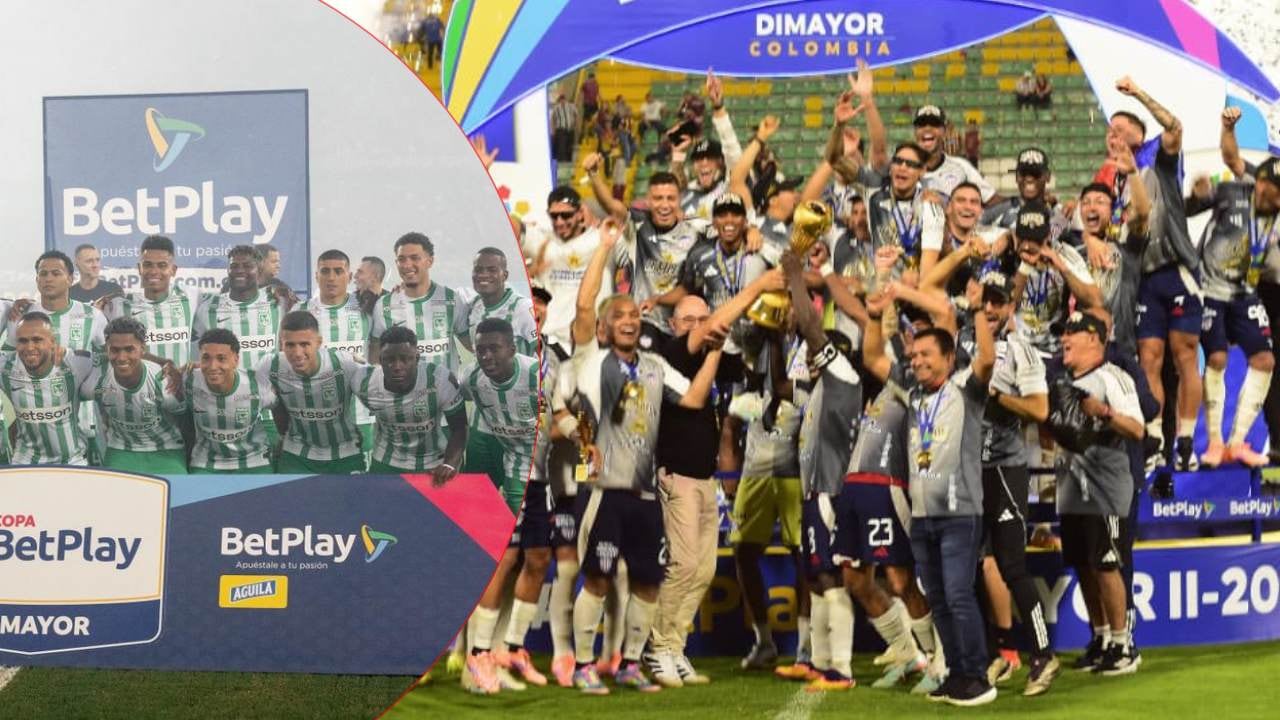 Nacional en la final de la Copa Betplay / Junior celebra el título de Liga Betplay.