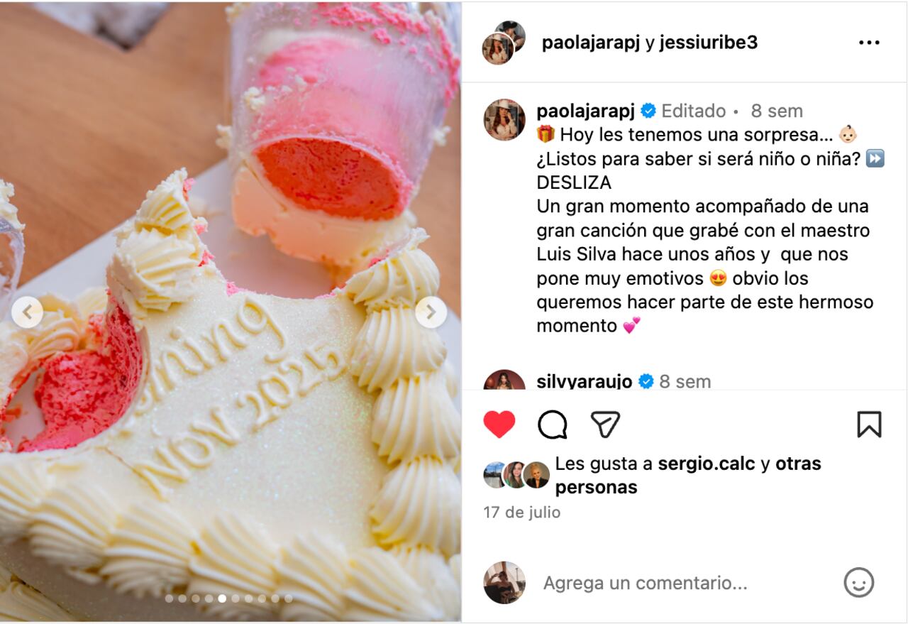Paola Jara y Jessi Uribe revelaron el sexo del bebé que tendrán.