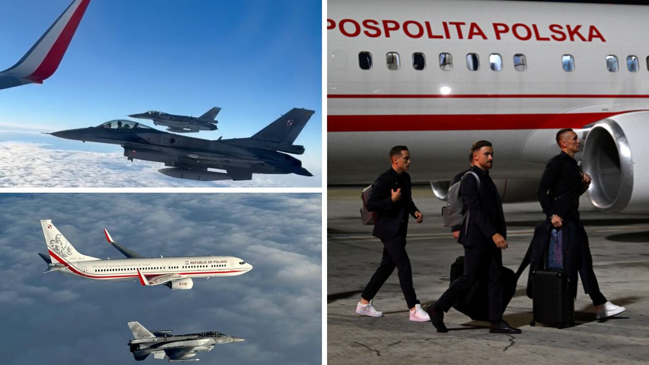 Selección de Polonia tuvo a su salida del país dos aviones F16.