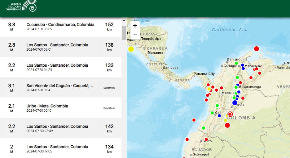 El SGC registra en tiempo real la actividad sísmica en Colombia.