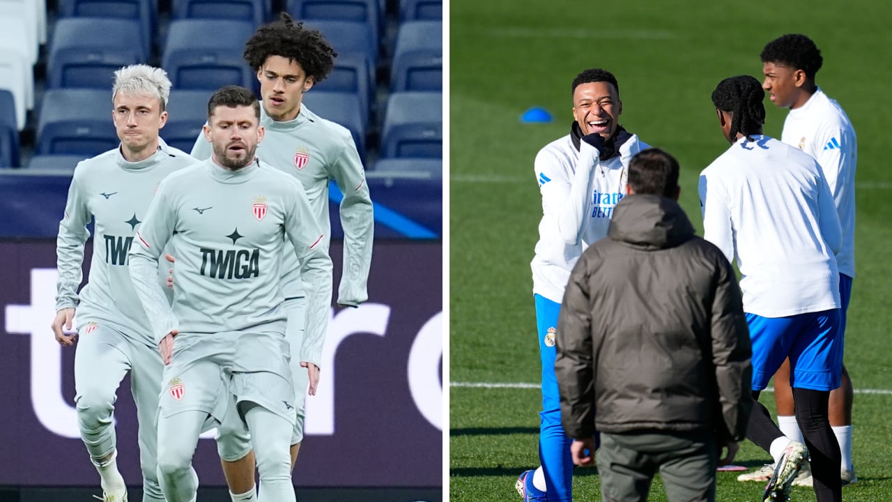 Mónaco y Real Madrid se entrenan para el partido que tendrán mano a mano por Champions.