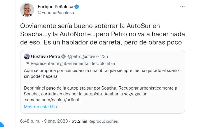 trino peñalosa a Petro
