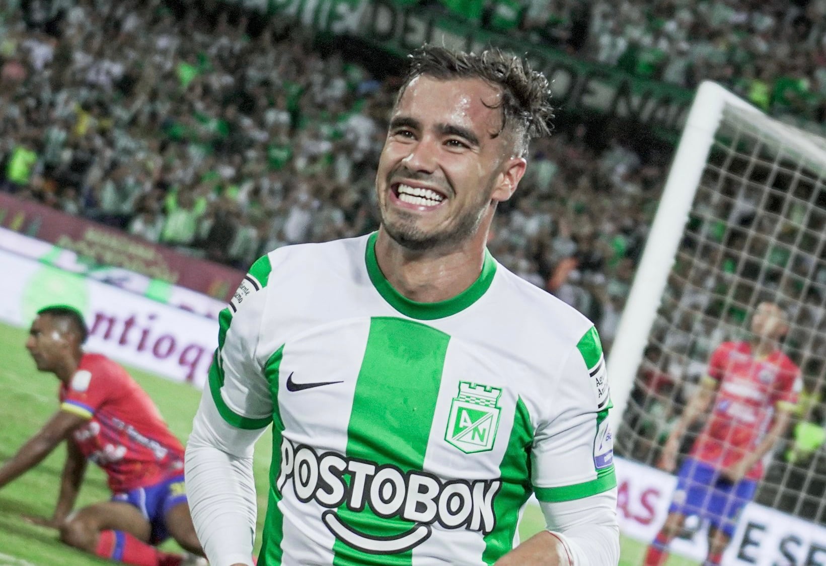 Tomás Ángel, de Nacional, celebrando su gol ante Deportivo Pasto.