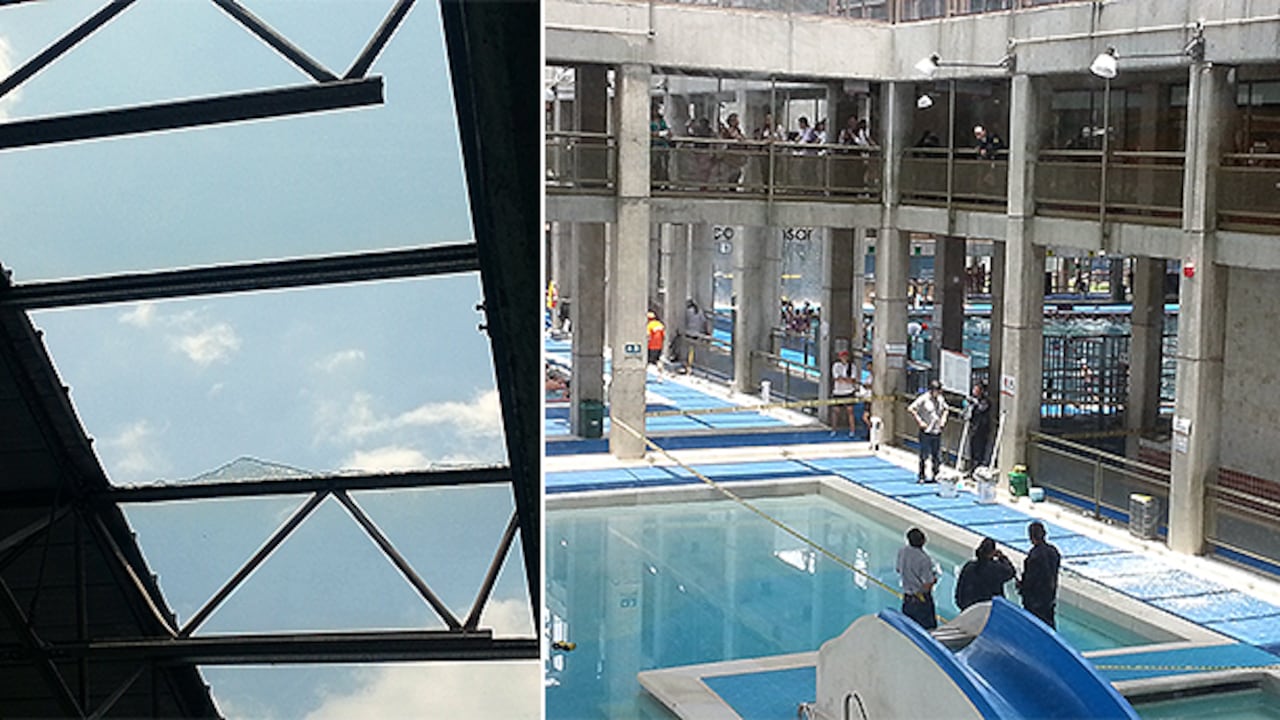 Comprensar caída vidrio.