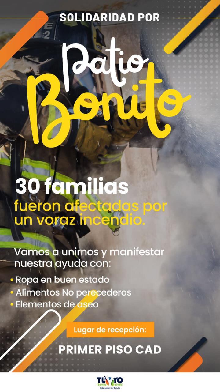 Piden ropa en buen estado y alimentos para los afectados por incendio en Armenia