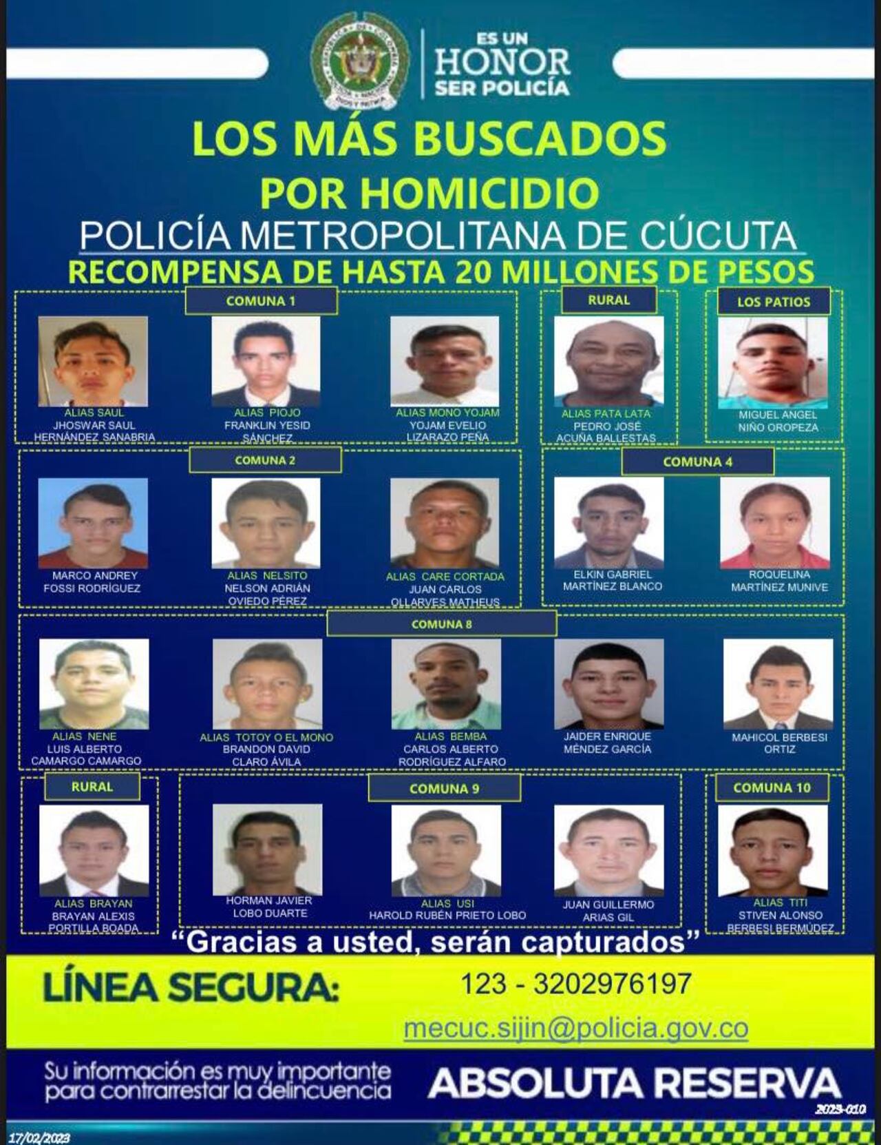 Estos son los supuestos criminales más buscados de Cúcuta.