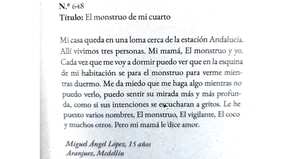 El monstruo de mi cuarto, escrito por Miguel Ángel López en Medellín.