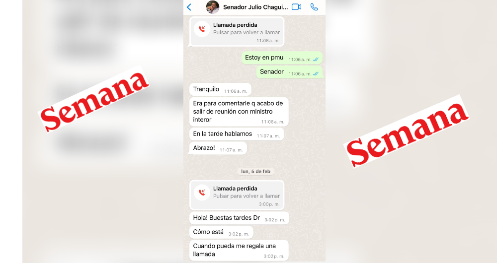 Chat entre Olmedo López y Julio Chagui