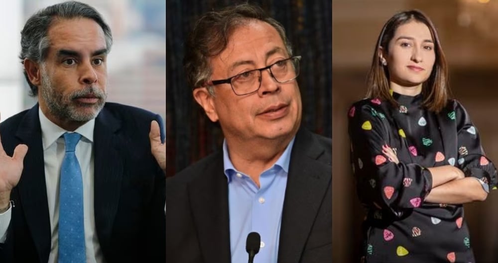 De izquierda a derecha: el embajador Armando Benedetti, el presidente Gustavo Petro y Laura Sarabia, jefe de gabinete del Gobierno.