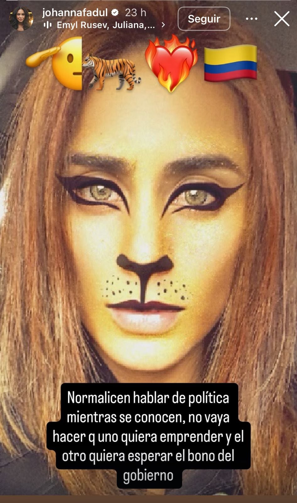 Johanna Fadul mostró su apoyo a Abelardo de la Espriella.