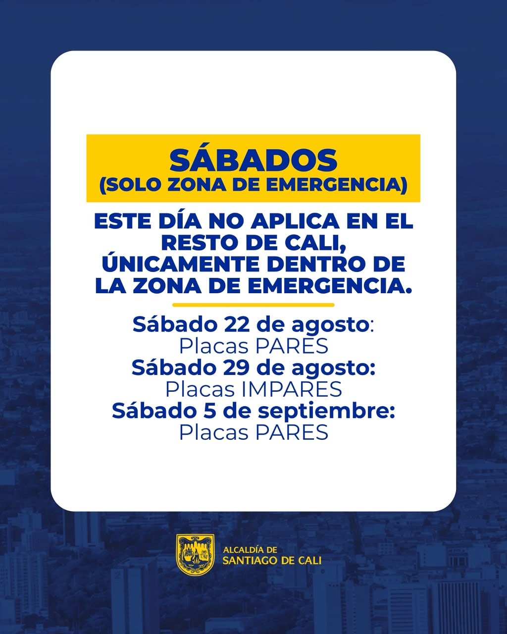 El polígono entre las carreras 36 y 66 mantendrá una restricción especial de cuatro dígitos por día para despejar el paso a los equipos de emergencia.