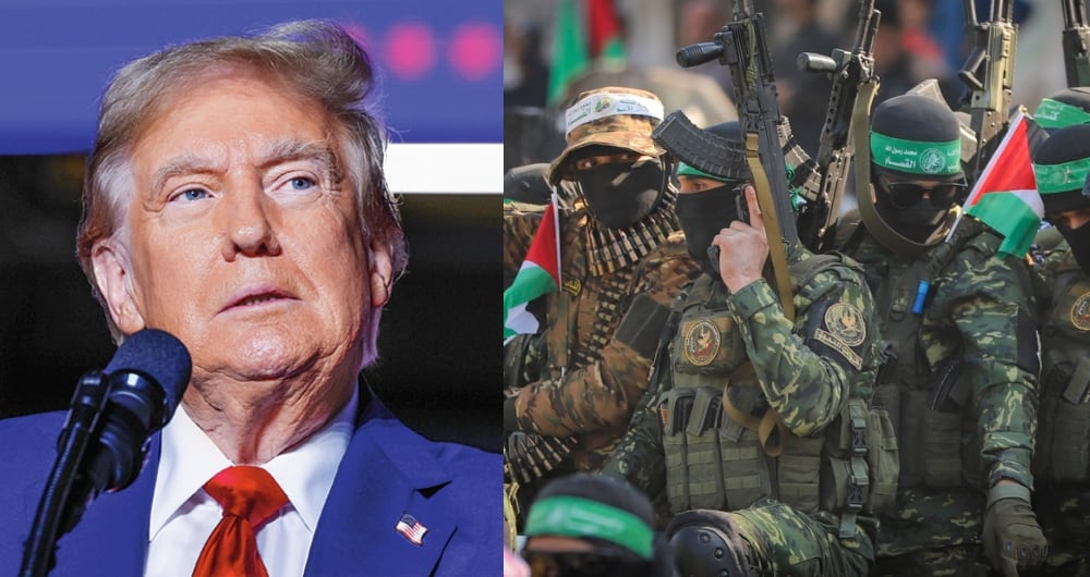 Donald Trump e integrantes de Hamás