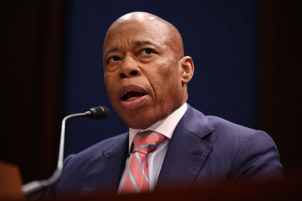 WASHINGTON, DC - MARCH 05: New York City Mayor Eric Adams testifies during a House Oversight and Government Reform Committee hearing on sanctuary cities' policies at the U.S. Capitol on March 05, 2025 in Washington, DC. The hearing comes as President Donald Trump looks to implement key elements of his immigration policy, while threatening to cut funding to cities that resist the administration’s immigration efforts. (Photo by Kayla Bartkowski/Getty Images)