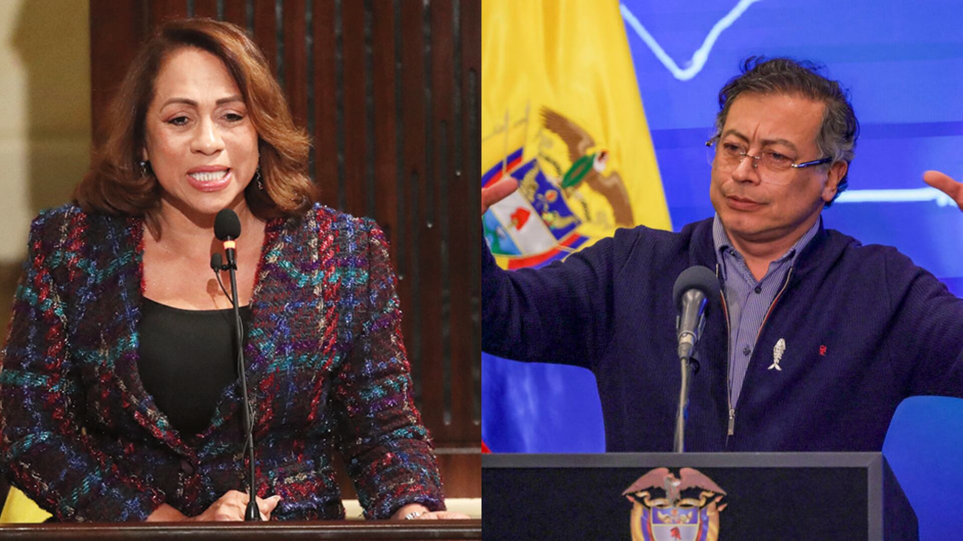 Marelen Castillo y Gustavo Petro.