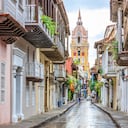 Colourful street of historic Cartagena