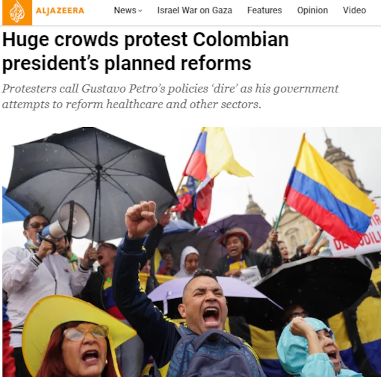 Distintos medios internacionales como Al Jazeera publican las principales imágenes de las marchas en Colombia