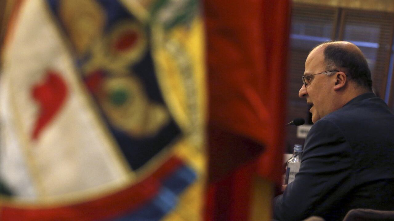 José Darío Uribe, gerente del Banco de la República, durante su intervención en un desayuno informativo sobre la inversión en Colombia en Madrid, España.