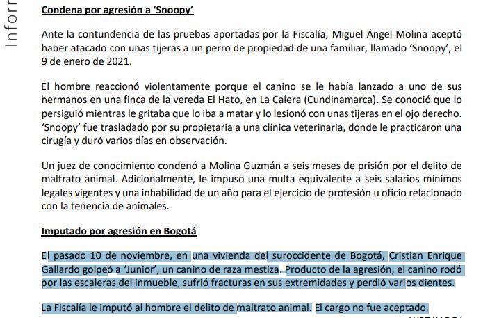 La Fiscalía informó sobre la imputación de cargos contra un hombre por agredir a un perro.