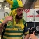 La periodista Noelia Antonelli, del programa A la Barbarossa (Telefe), conversando con un supuesto argentino haciéndole barra a hincha de Brasil