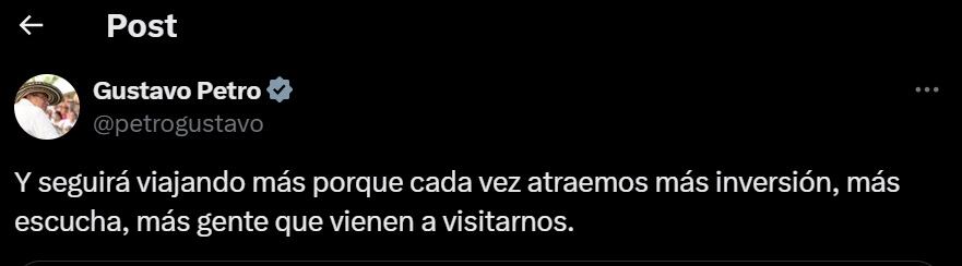 El presidente Gustavo Petro aseguró que la vicepresidenta Francia Márquez seguirá haciendo viajes internacionales.