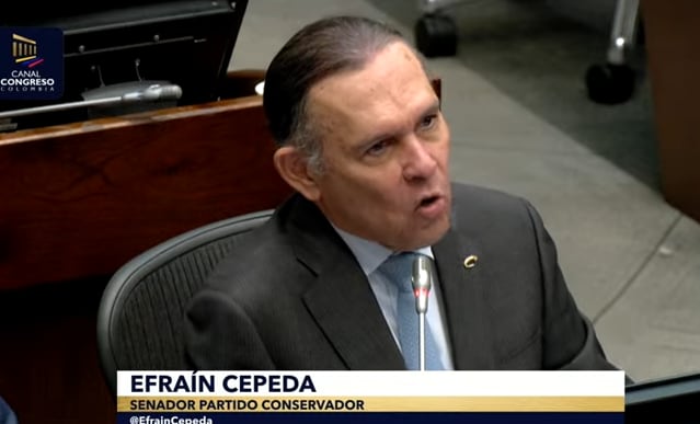 Efraín Cepeda, senador de la República, durante el debate de aprobación del Presupuesto 2026, en sesión del 16 de octubre de 2025.