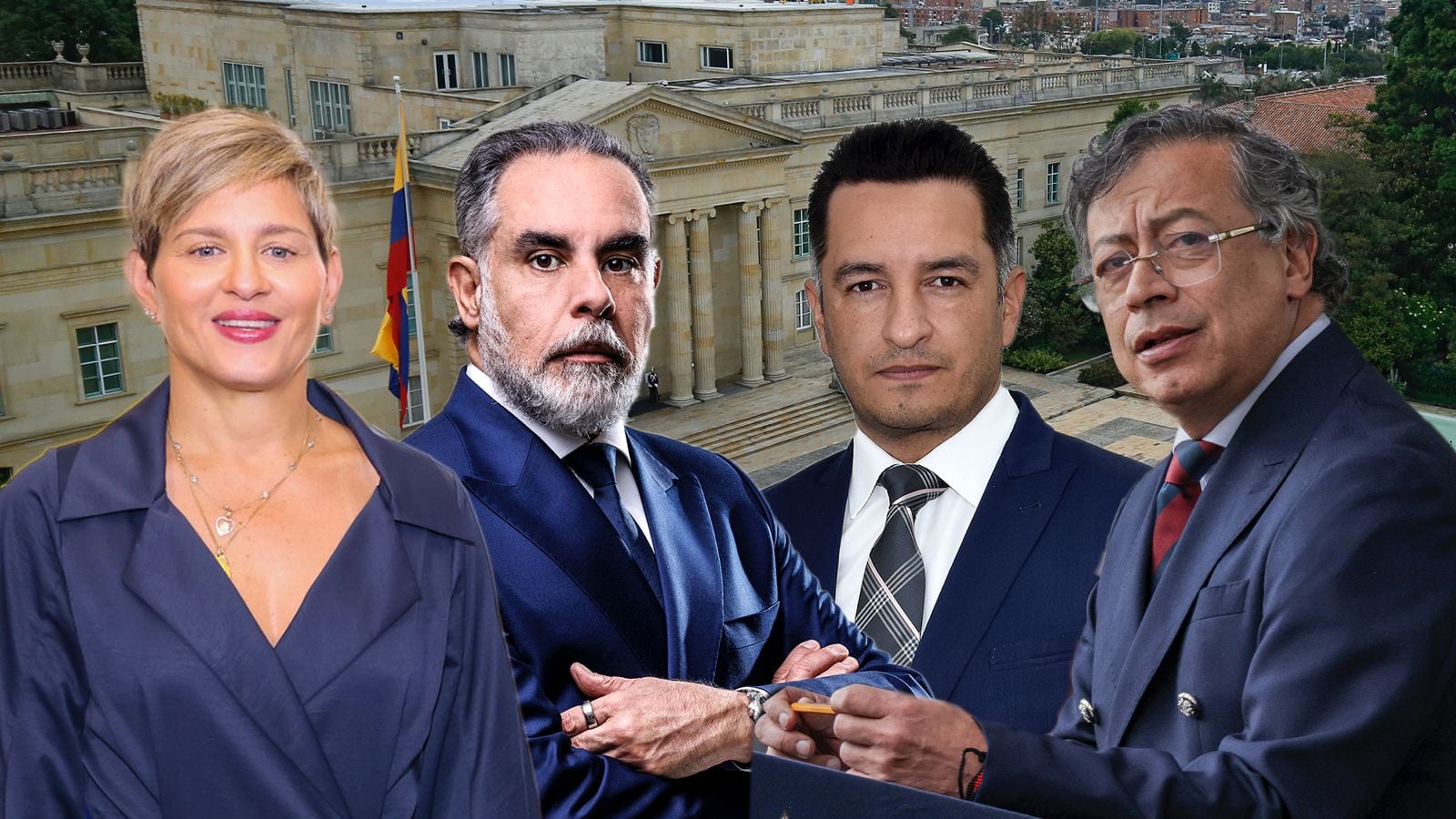 Verónica Alcocer, Armando Benedetti, Andrés Idárraga y Gustavo Petro.