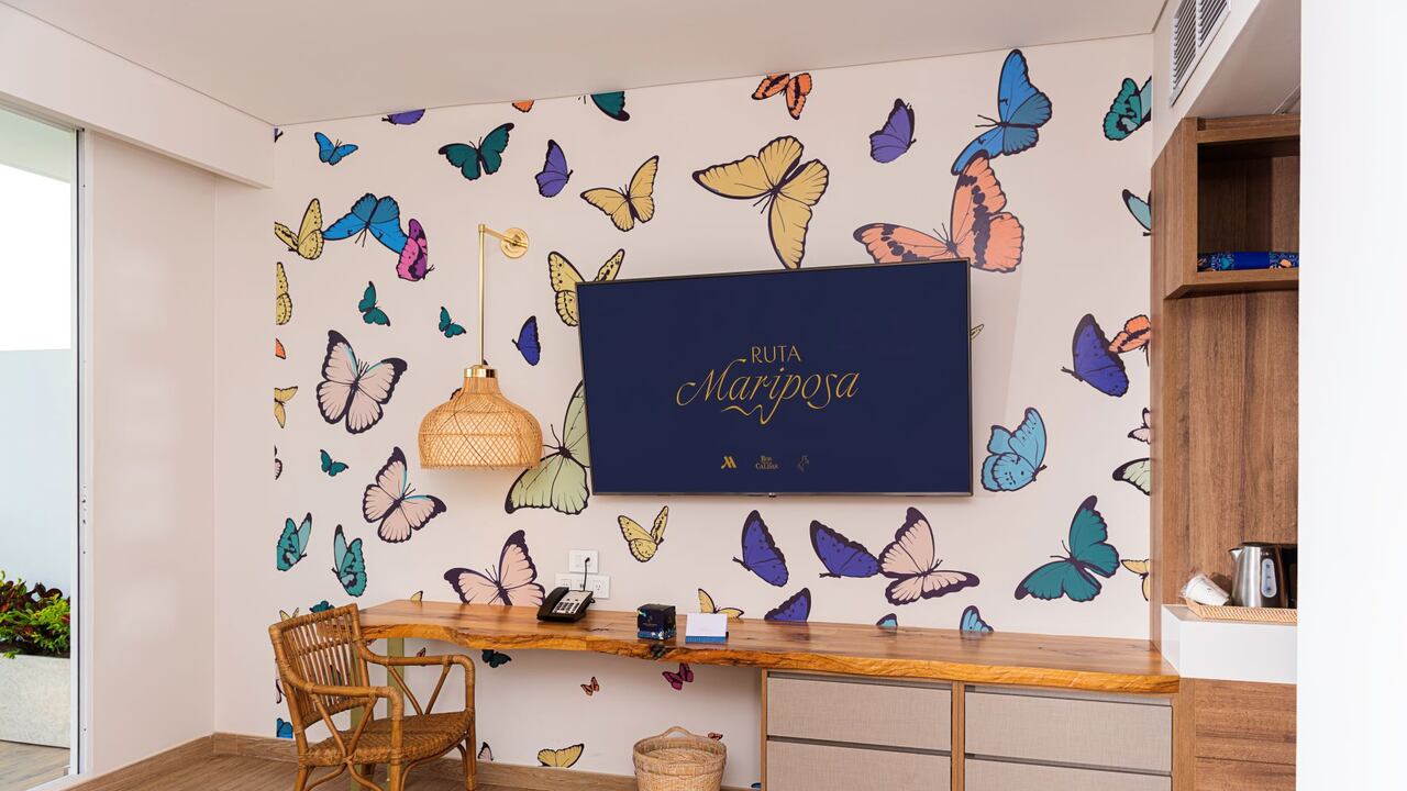 La decoración de las habitaciones es alusiva a las mariposas endémicas de la Sierra Nevada de Santa Marta.