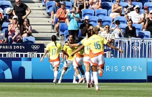 Mayra Ramírez celebrando su gol frente a España en los Juegos Olímpicos