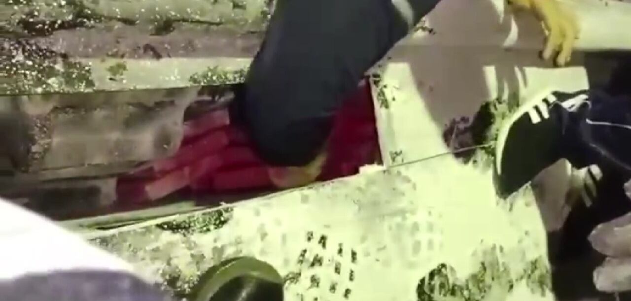 La droga fue hallado al interior de la embarcación envuelta en paquetes rojos.