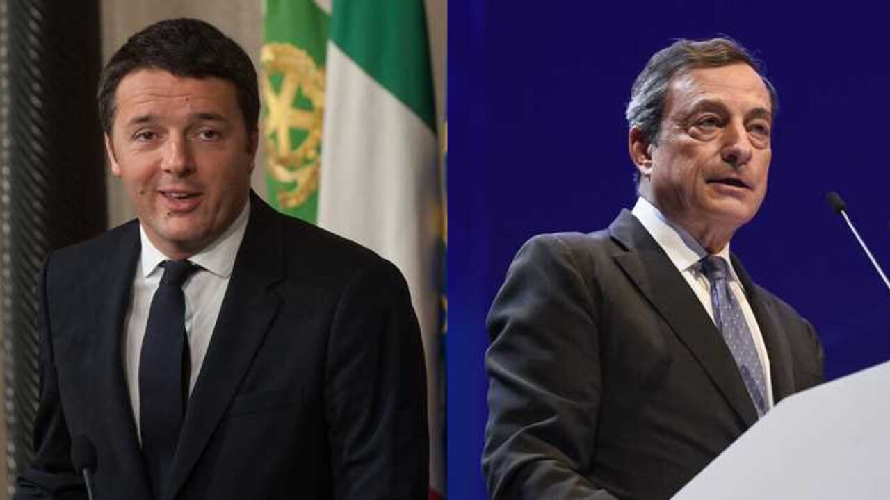 Matteo Renzi (Primer Ministro de Italia), Mario Draghi (Presidente del Banco Central Europeo).