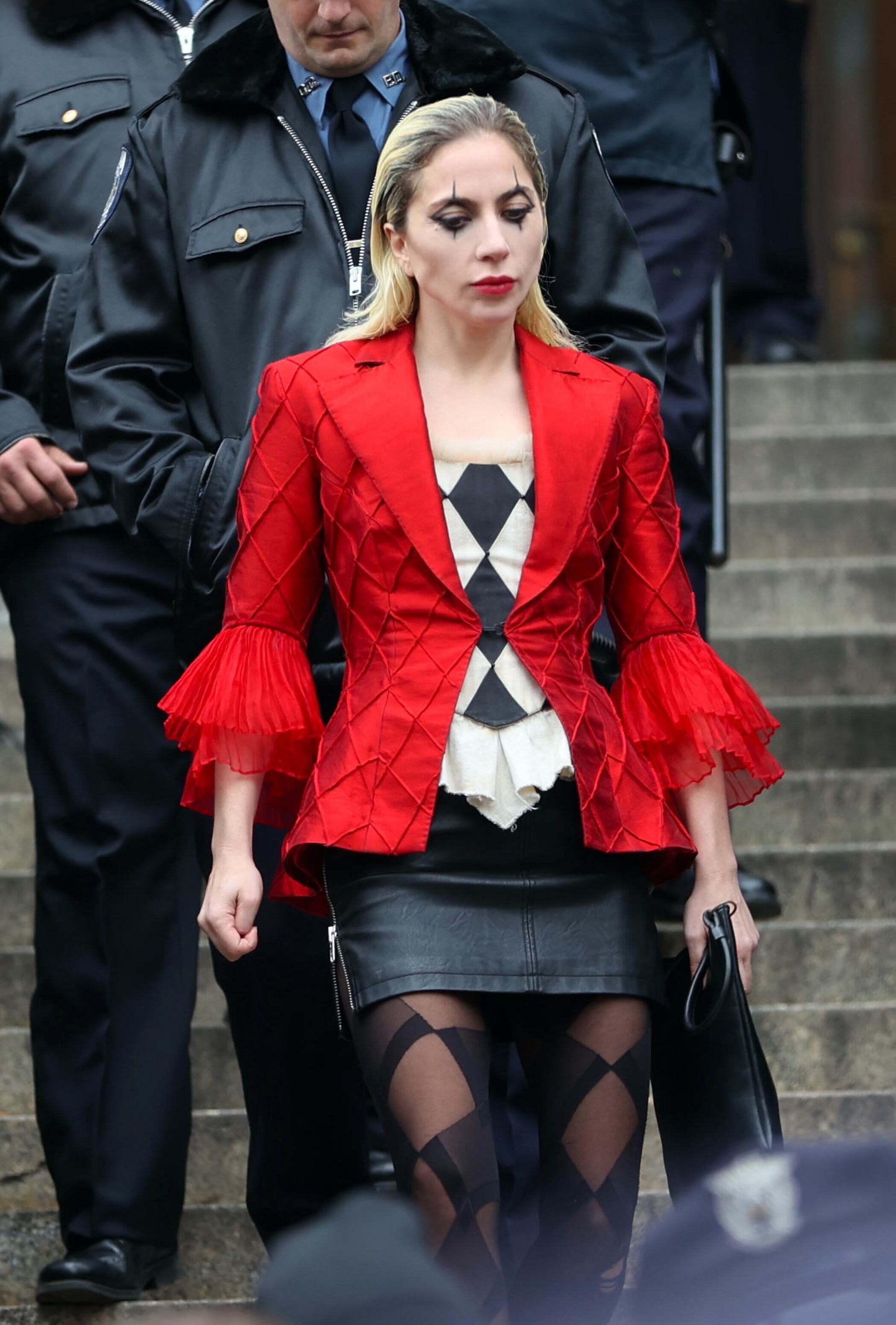 NEW YORK, NEW YORK - MARCH 25: Lady Gaga is seen on the set of "Joker: Folie a Deux" on March 25, 2023 in New York City.  (Photo by Jose Perez/Bauer-Griffin/GC Images)