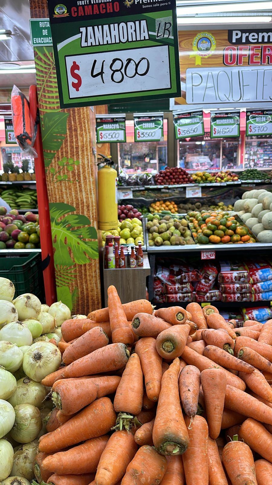 Incremento en el precio de la zanahoria en Bogotá.