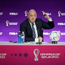 El presidente de la FIFA Gianni Infantino durante una rueda de prensa, el sábado 19 de noviembre de 2022