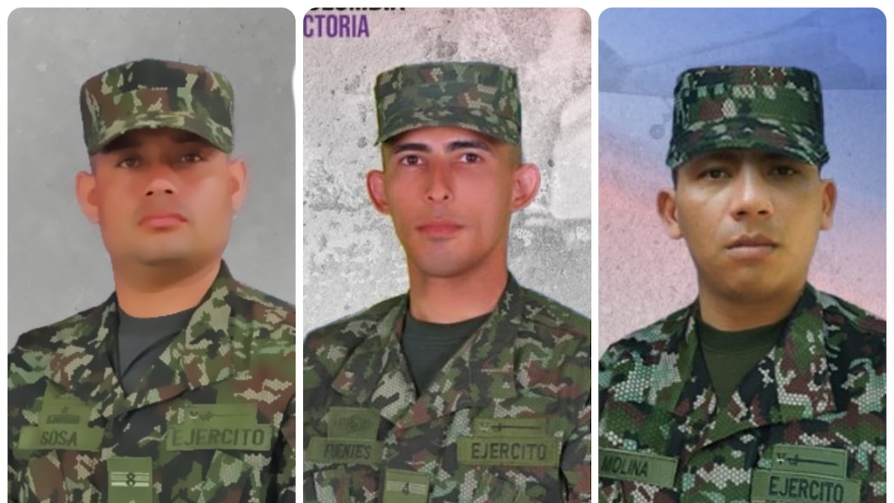 Los soldados Javier Sosa Ballesteros, Jorge David Fuentes y Camilo Andrés Molina fueron asesinados en combates con disidencias de las Farc en Argelia, Cauca.