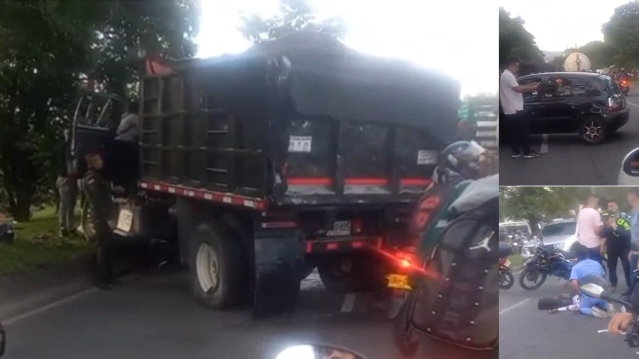Volqueta accidentada en la avenida Regional en Medellín: una persona murió y hay varias heridas.