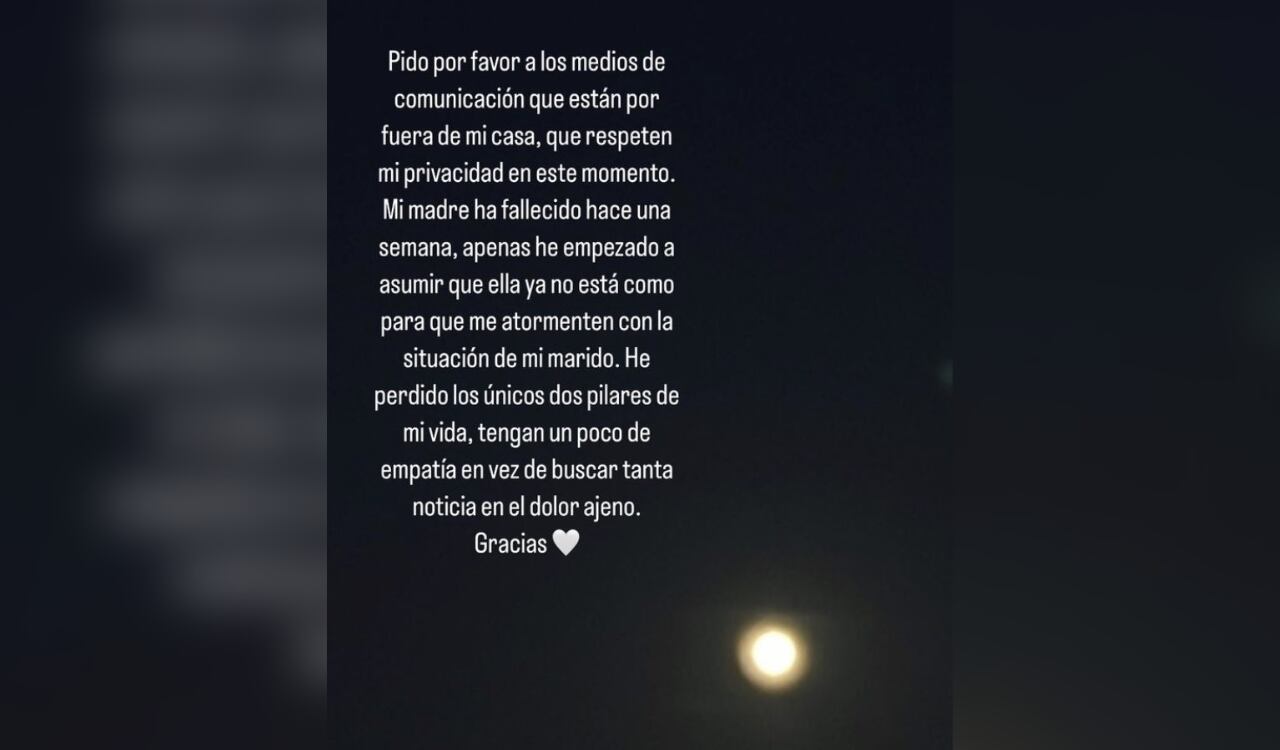 Joana Sanz pidió respeto ante la situación difícil que afronta su familia.