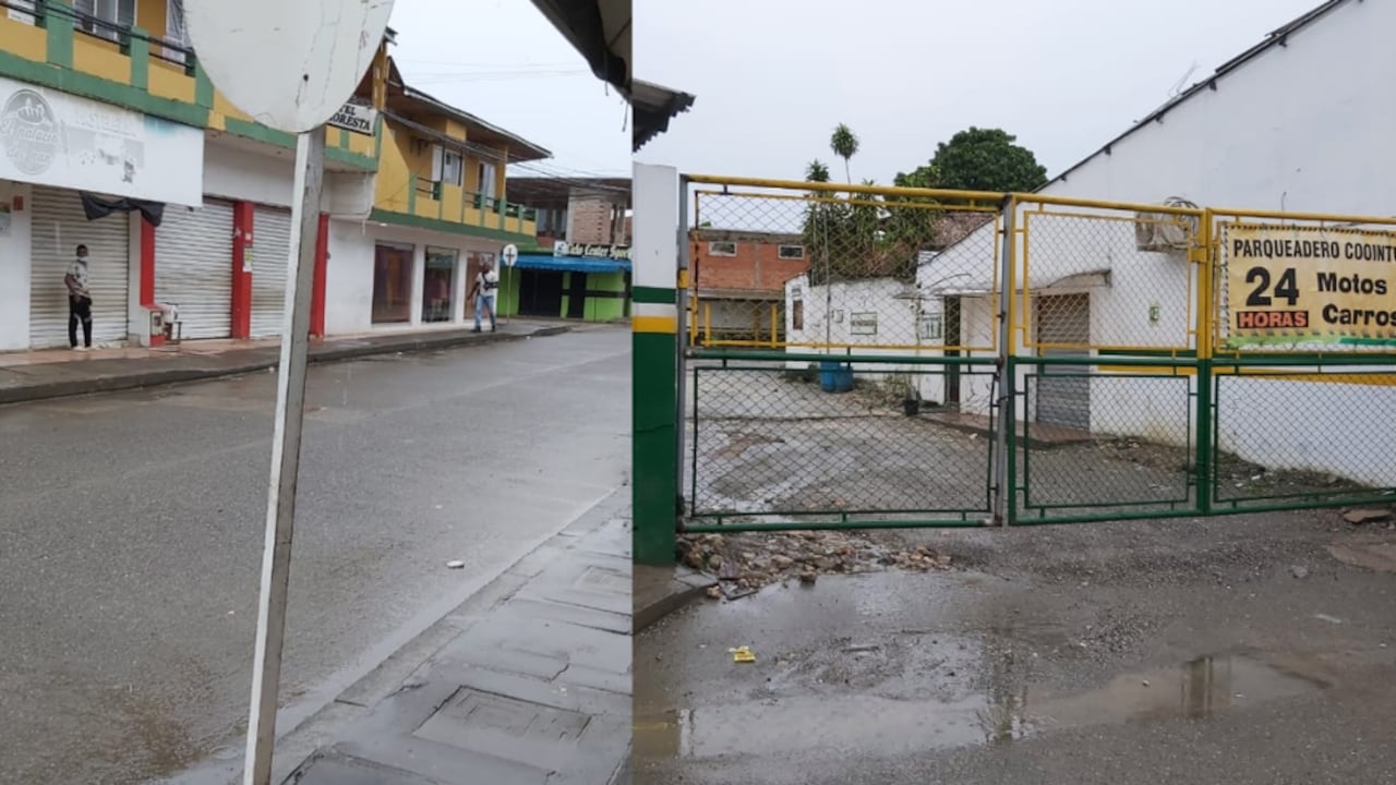 Panorama en la mañana de este jueves en el municipio de Arboletes, Antioquia, por amenazas del Clan del Golfo.
