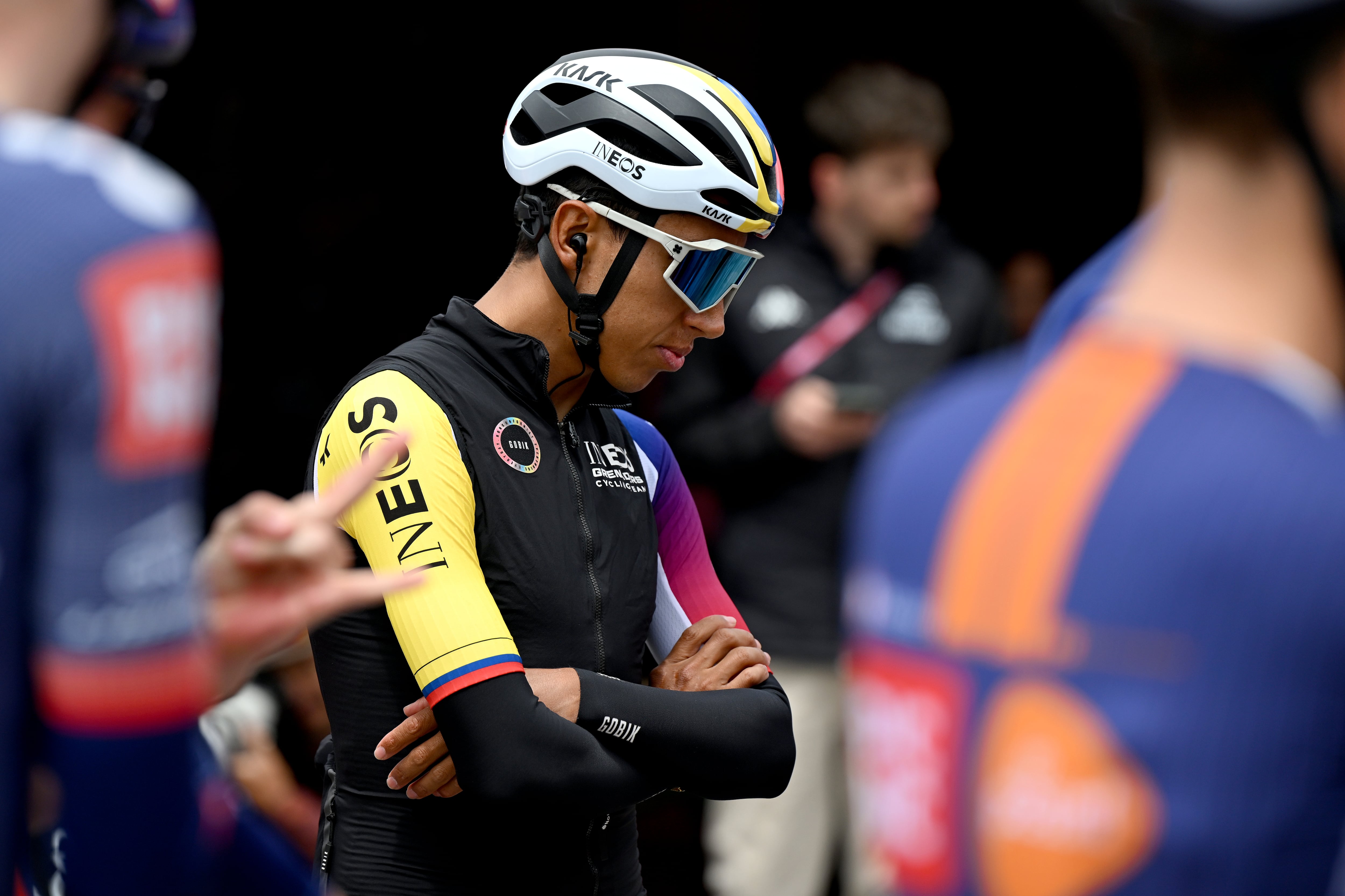 CASTEL DI SANGRO, ITALY - MAY 16: Egan Bernal of Colombia and Team INEOS Grenadiers prior to the 108th Giro d'Italia 2025, Stage 7 a 168km stage from Castel di Sangro to Tagliacozzo - Marsia 1424m / #UCIWT / on May 16, 2025 in Castel di Sangro, Italy. (Photo by Dario Belingheri/Getty Images)