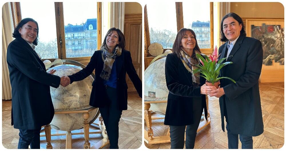 El exsenador Gustavo Bolívar y la alcaldesa de París, Anne Hidalgo.