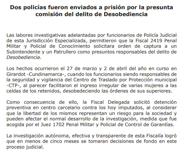 La Justicia Penal Militar confirmó cárcel para dos policías que pusieron en riesgo la seguridad de un Centro de Detención donde hay presos de alta peligrosidad.