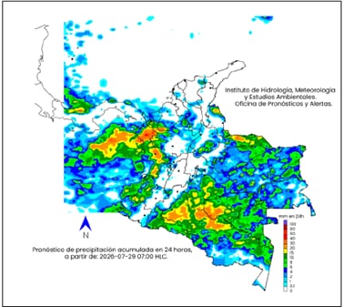 Mapa del clima para el miércoles 28 de julio.