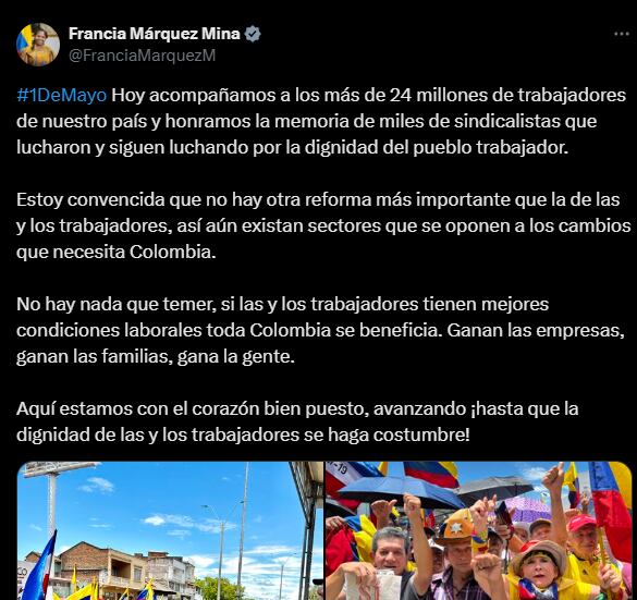 Francia Márquez en las marchas del 1 de mayo en Cali.